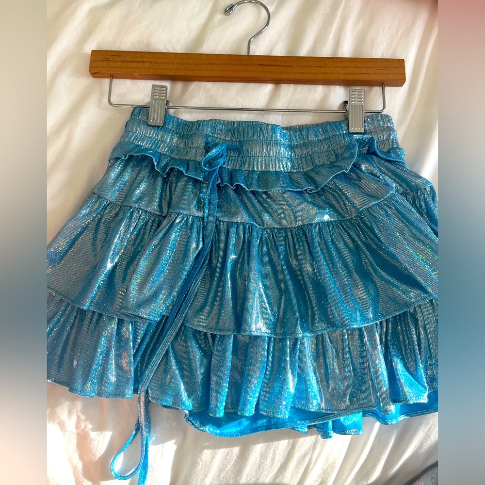 day + moon faux leather metallic skirt